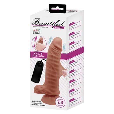 Realistik PenislerYeni Nesil Çift Katmanlı 18,5 cm Realistik Titreşimli Dildo PenisLilituShop
