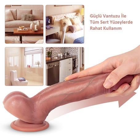 Realistik PenislerYeni Nesil Çift Katmanlı 22 cm Realistik Dildo PenisLilituShop