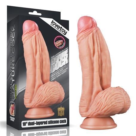 Realistik PenislerYeni Nesil Çift Katmanlı 24,5 cm Realistik Dildo PenisLilituShop