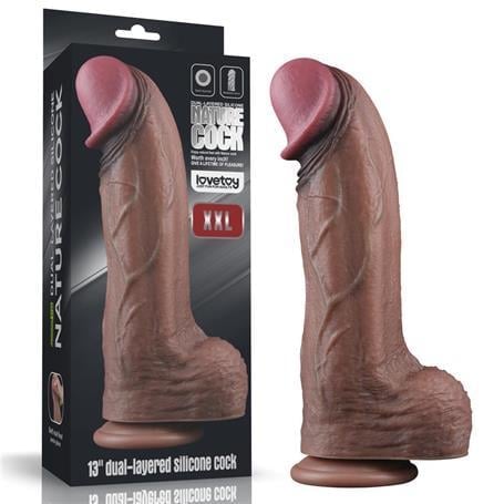 Realistik PenislerYeni Nesil Çift Katmanlı 33 cm Realistik Dev Melez Dildo PenisLilituShop