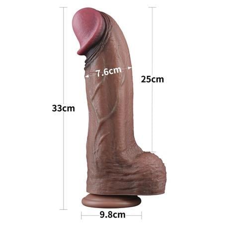 Realistik PenislerYeni Nesil Çift Katmanlı 33 cm Realistik Dev Melez Dildo PenisLilituShop