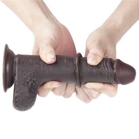 Belden Bağlamalı PenislerYeni Nesil Çift Katmanlı Belden Bağlamalı 17,5 cm Realistik Zenci Dildo PenisLilituShop