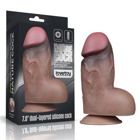 Belden Bağlamalı PenislerYeni Nesil Çift Katmanlı Belden Bağlamalı 18,2 cm Realistik Kalın Dildo PenisLilituShop