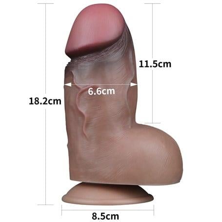 Belden Bağlamalı PenislerYeni Nesil Çift Katmanlı Belden Bağlamalı 18,2 cm Realistik Kalın Dildo PenisLilituShop