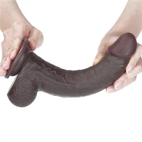 Belden Bağlamalı PenislerYeni Nesil Çift Katmanlı Belden Bağlamalı 23 cm Realistik Zenci Dildo PenisLilituShop