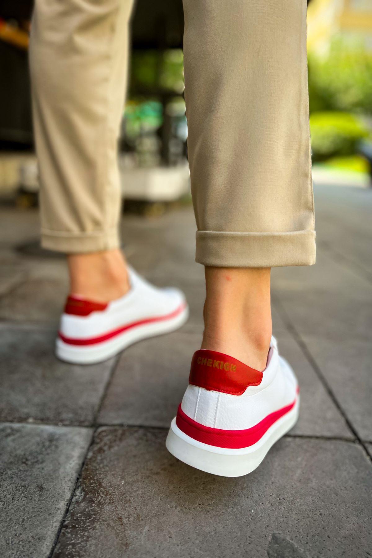 CH979 Santoni GBT Spor Erkek Ayakkabı BEYAZ/KIRMIZI