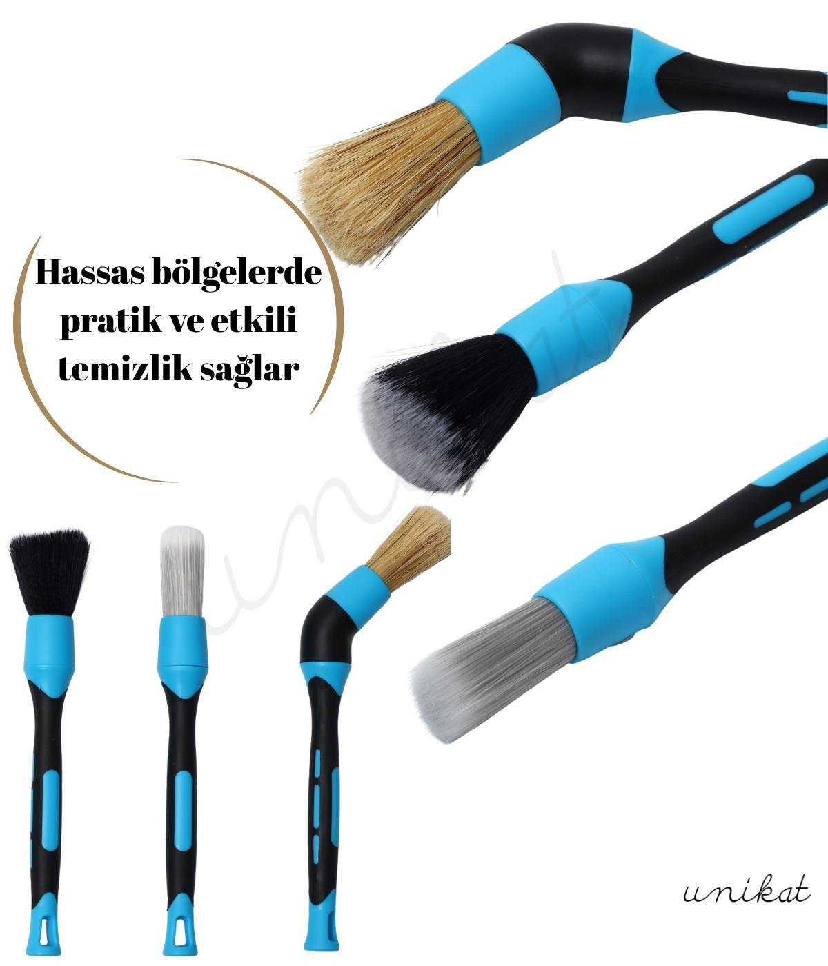 BAYİ ÜRÜNÜ 3'lü Premium Mavi Detay Temizlik Fırçası Değiştirilebilir Başlık Set