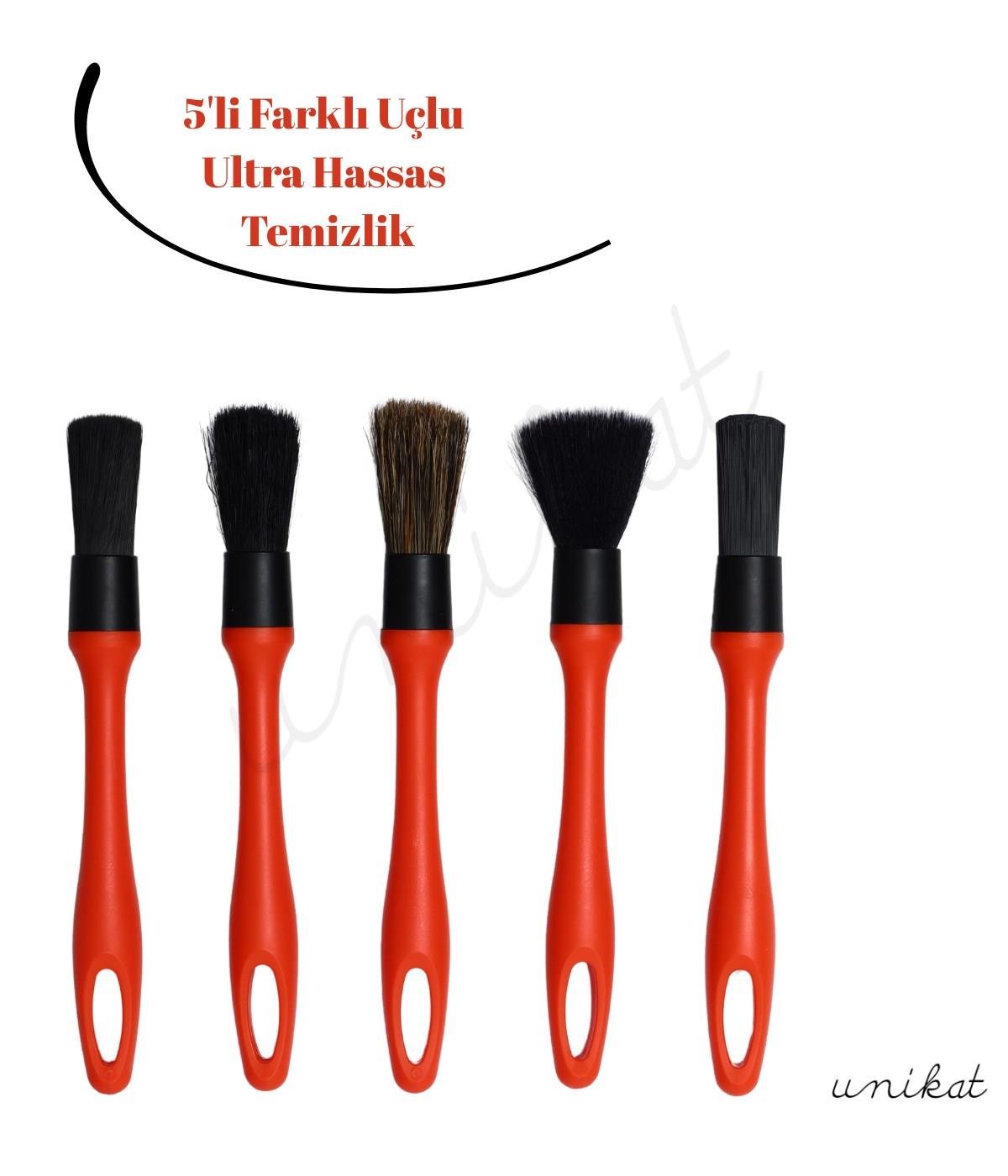 BAYİ ÜRÜNÜ 5'li Ultra Hassas Kırmızı Detay Temizlik Fırçası Her Biri Farklı Başlık 