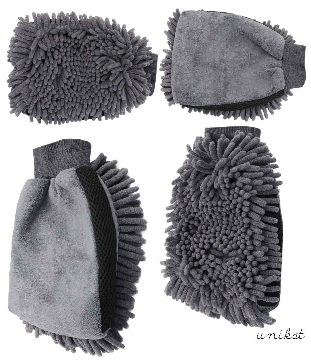 BAYİ ÜRÜNÜ Çift Taraflı Mikrofiber Yıkama Eldiveni - Makarna ve Sünger Yüzeyli Gri 1 Adet