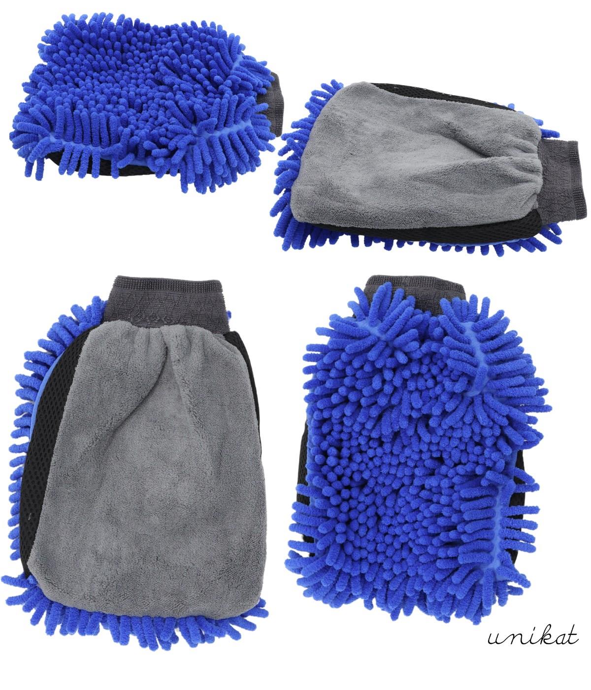 BAYİ ÜRÜNÜ Çift Taraflı Mikrofiber Yıkama Eldiveni - Makarna ve Sünger Yüzeyli Mavi 1 Adet