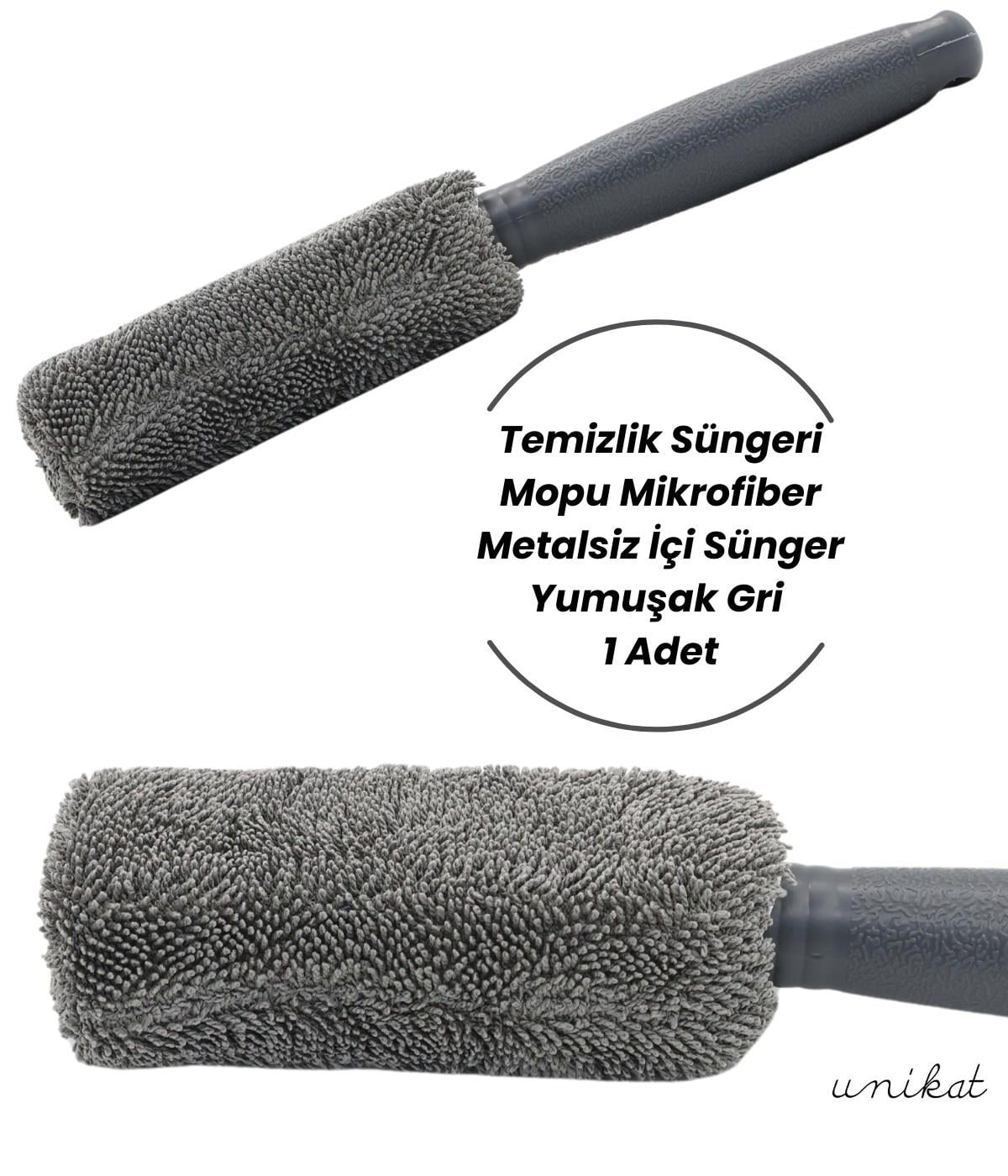 BAYİ ÜRÜNÜ Jant Ve Egzoz Temizlik Süngeri Mopu Mikrofiber Metalsiz İçi Sünger Yumuşak Gri 1 Adet
