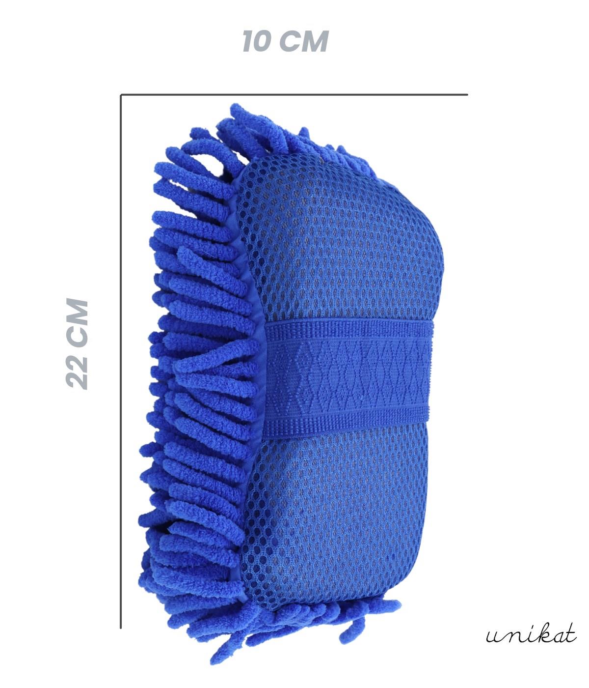 BAYİ ÜRÜNÜ Mikrofiber Araba Yıkama Süngeri – Bir Yüzü Makarna, Diğer Yüzü Mop Bezi Mavi 1 Adet