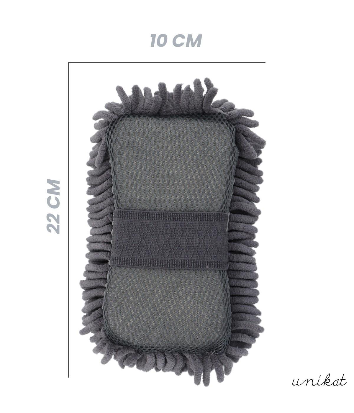BAYİ ÜRÜNÜ Mikrofiber Araba Yıkama Süngeri – Bir Yüzü Makarna, Diğer Yüzü Mop Bezi Gri 1 Adet