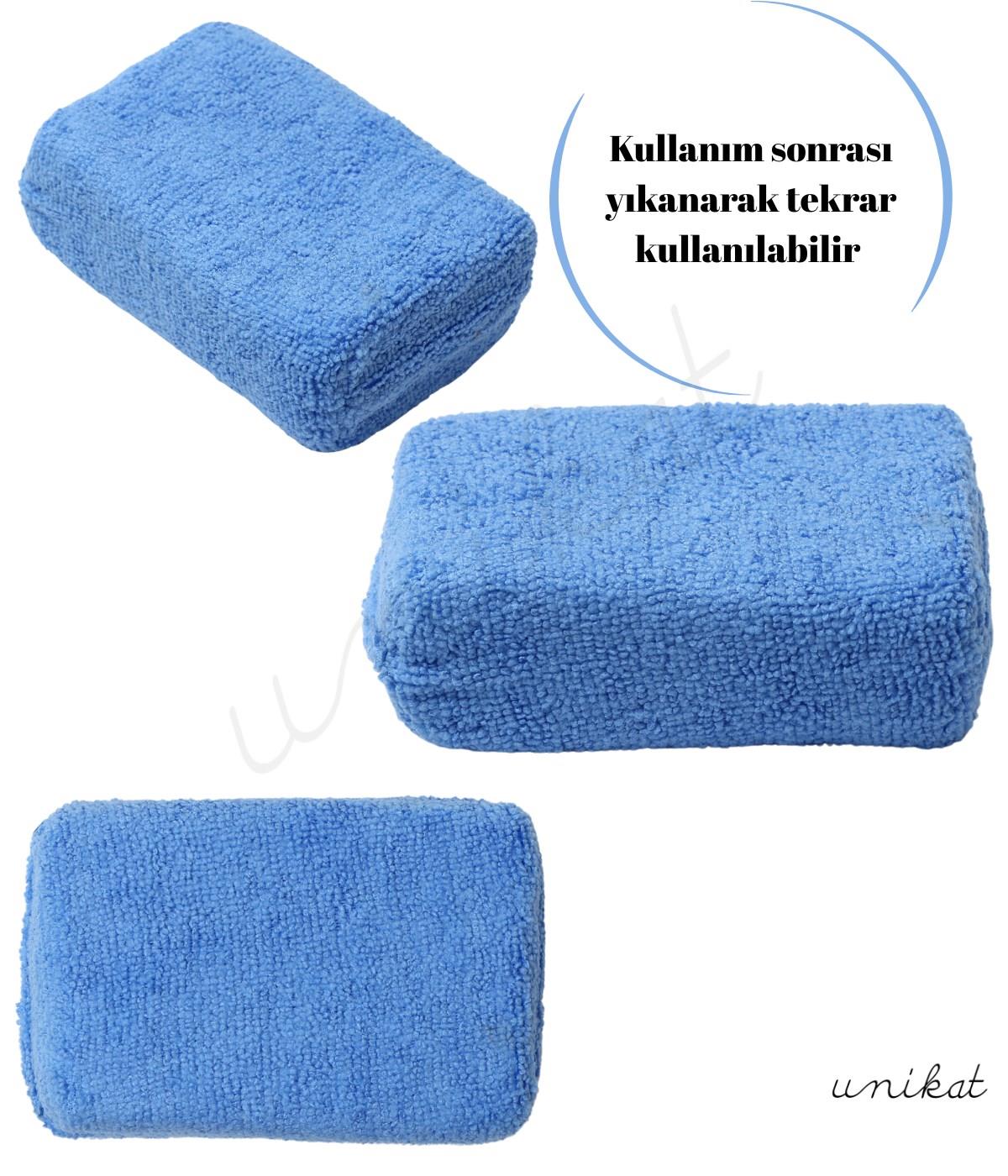 BAYİ ÜRÜNÜ Mikrofiber Bez Kaplı Sünger Uygulama Pedi – Mavi - 1Adet