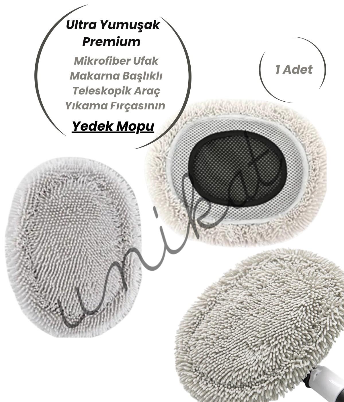 BAYİ ÜRÜNÜ  Mikrofiber Ufak Makarna Başlıklı Teleskopik Araç Yıkama Fırçasının Yedek Mopu 1 Adet