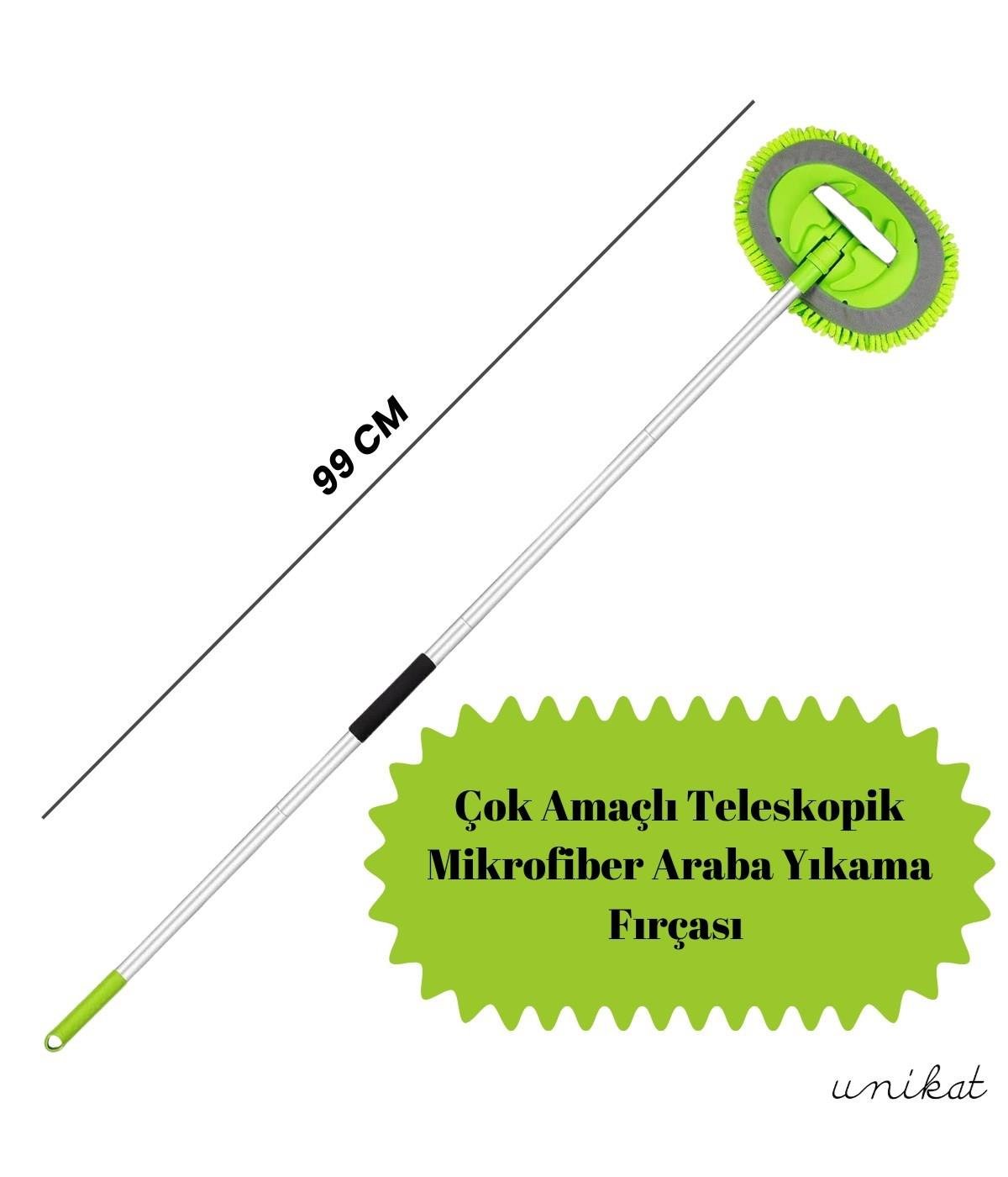 BAYİ ÜRÜNÜ Teleskopik Mikrofiber Araba Yıkama Fırçası - YEŞİL