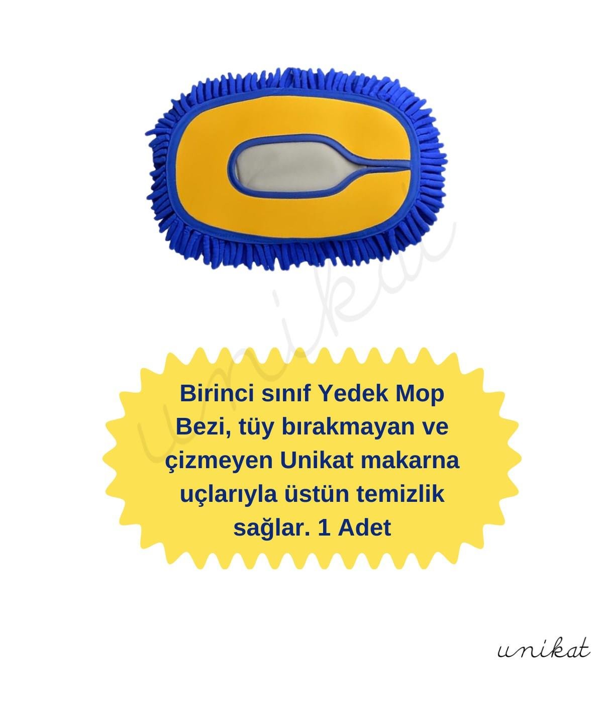 BAYİ ÜRÜNÜ Teleskopik Saplı Araç Yıkama Süpürgesi Fırçasının Yedek Mop Bezi Mavi Sarı- 1 Adet