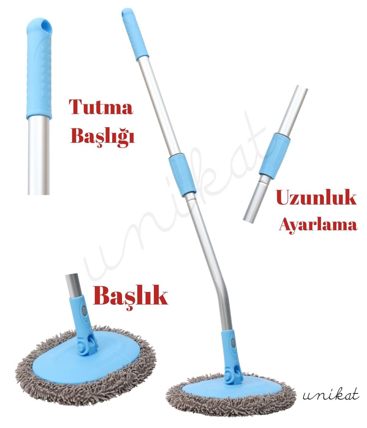 BAYİ ÜRÜNÜ Teleskopik Saplı Eğik Başlıklı Yeni Nesil Araç Yıkama Mopu – Zor Yüzeyler İçin