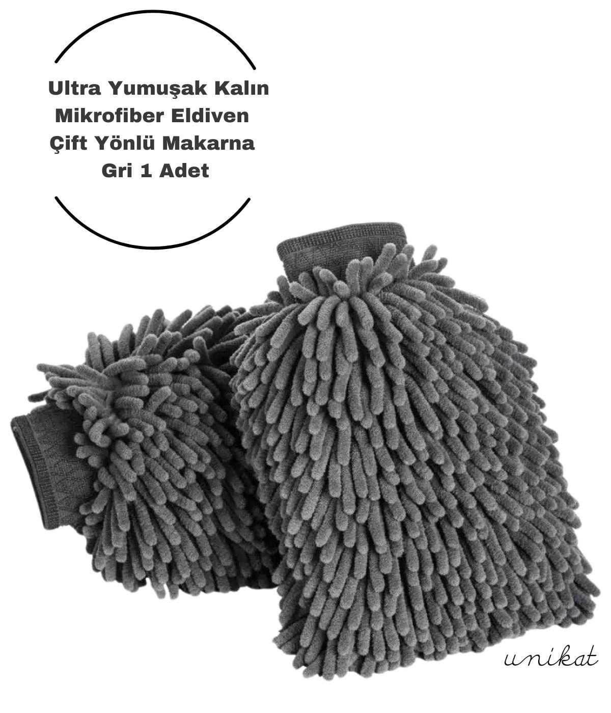 BAYİ ÜRÜNÜ Ultra Yumuşak Mikrofiber Yıkama Eldiveni - Çift Yönlü Makarna Gri 1 Adet