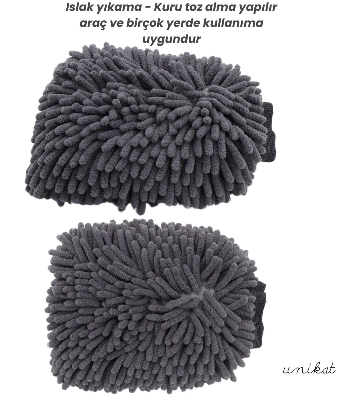 BAYİ ÜRÜNÜ Ultra Yumuşak Mikrofiber Yıkama Eldiveni - Çift Yönlü Makarna Gri 1 Adet