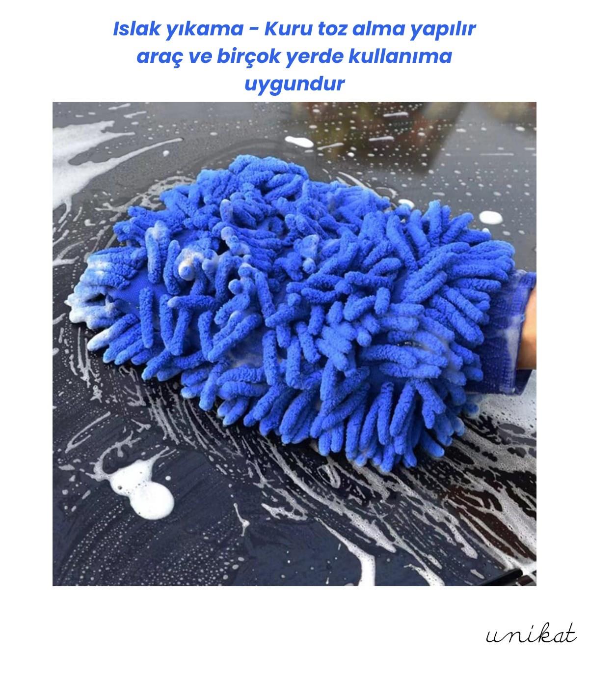 BAYİ ÜRÜNÜ Ultra Yumuşak Mikrofiber Yıkama Eldiveni - Çift Yönlü Makarna Mavi 1 Adet