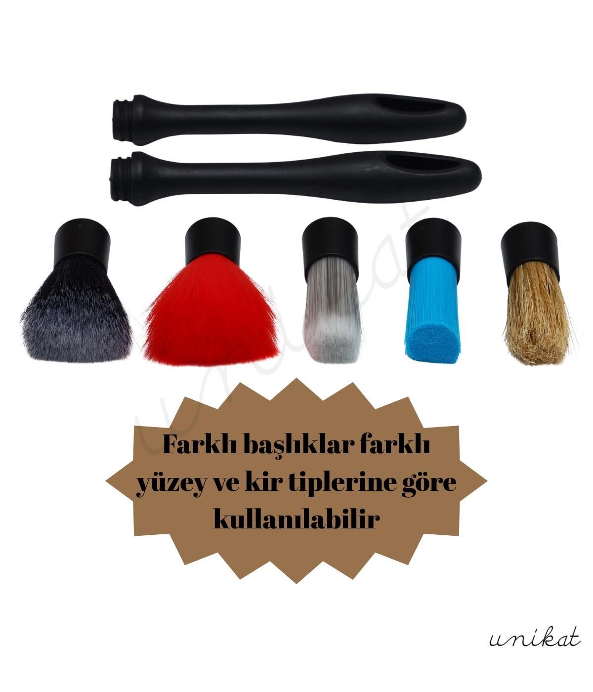 BAYİ ÜRÜNÜ Unikat Çeşitli Detay Fırça Seti 2 Sap 5 Farklı Başlıklı