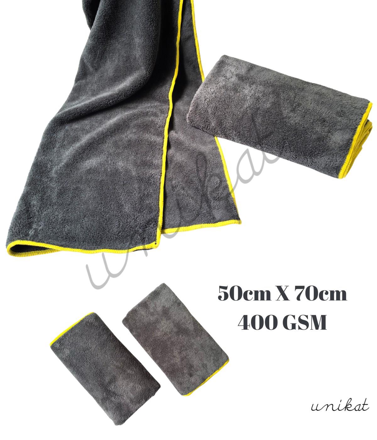 BAYİ ÜRÜNÜ Unikat Çift Taraflı Mikrofiber Araç Kurulama Havlusu 50×70 cm – 400 GSM - 1 Adet