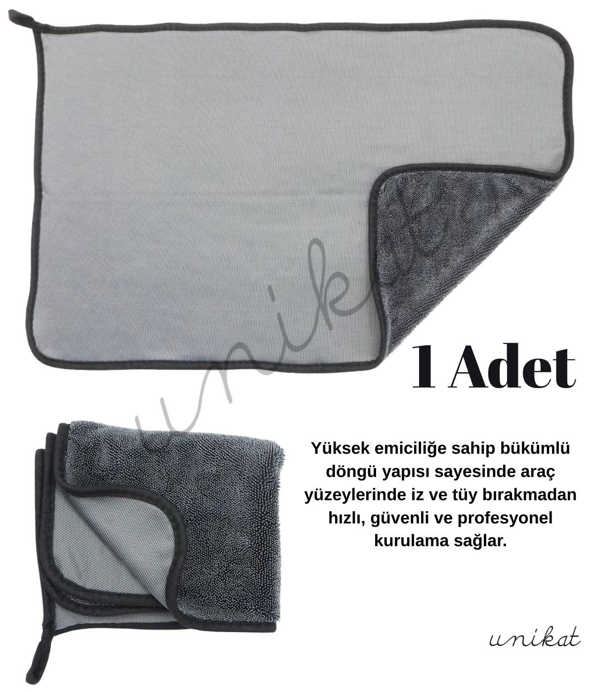 BAYİ ÜRÜNÜ UNİKAT Profesyonel Bükümlü Döngü Mikrofiber Araç Kurulama Havlusu - 1 Adet
