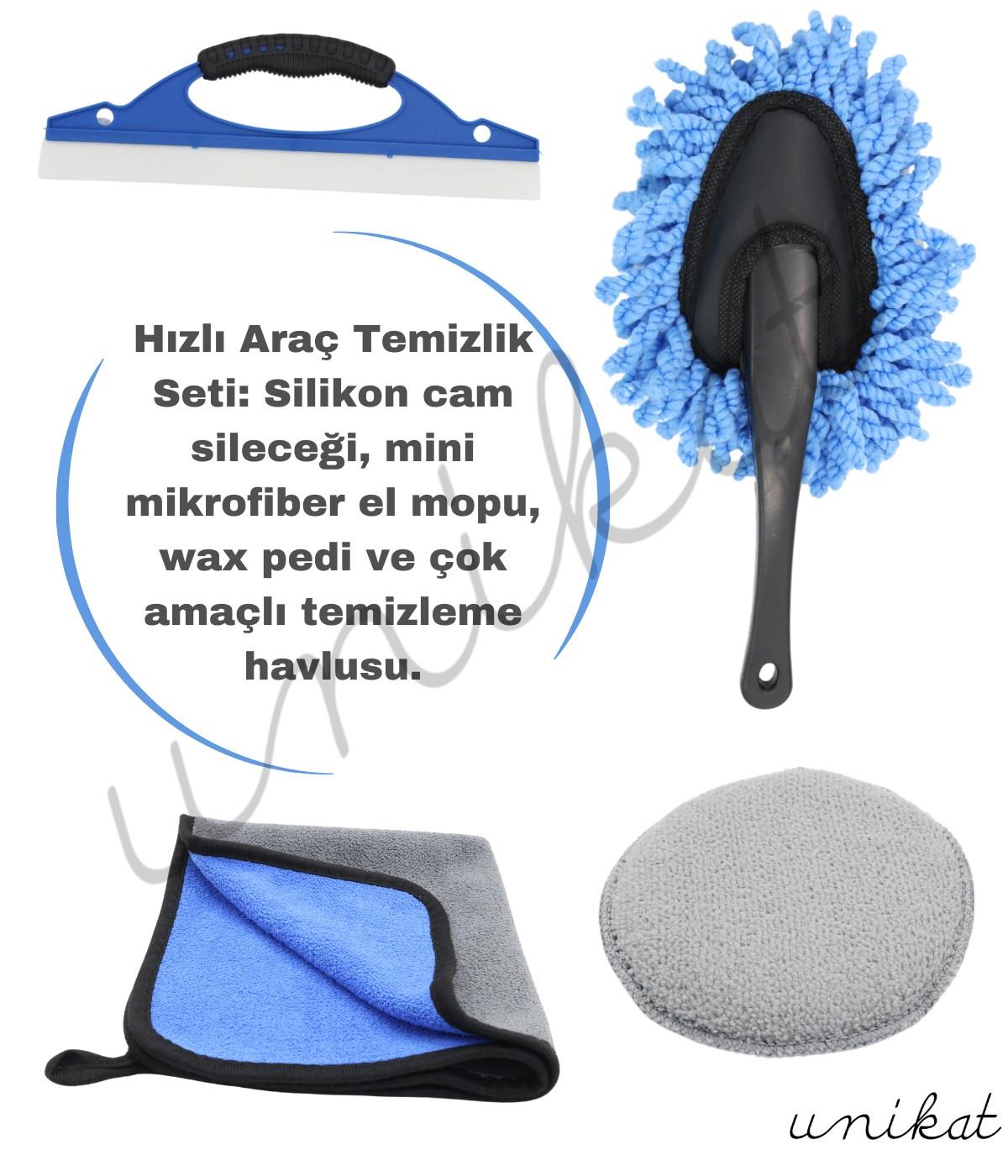Hızlı Araç Temizlik Seti cam sileceği saplı mikrofiber el mop wax ped ve çok amaçlı temizleme havlu