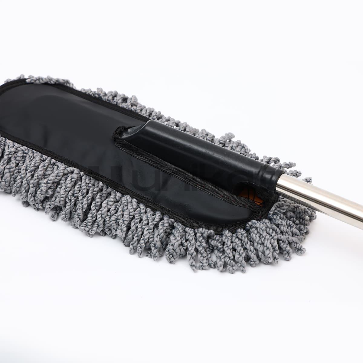 Mikrofiber Örgü Başlıklı Araç Yıkama ve Toz Alma Mopu – Gri Renk