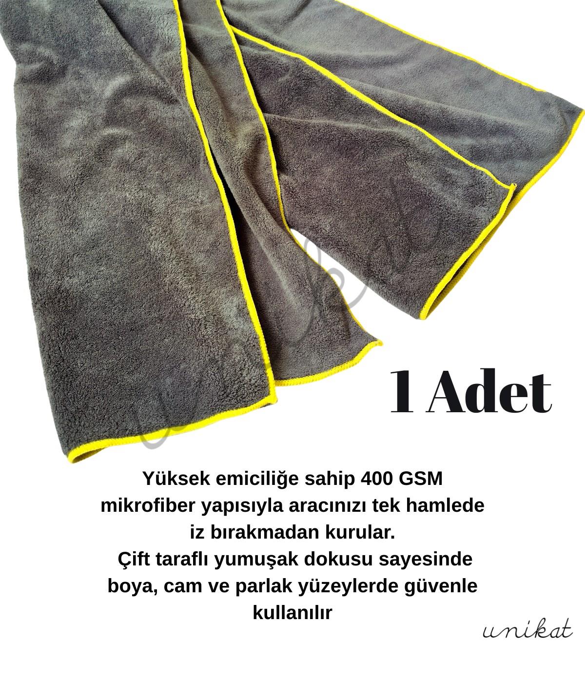 Unikat Çift Taraflı Mikrofiber Araç Kurulama Havlusu 50×70 cm – 400 GSM - 1 Adet