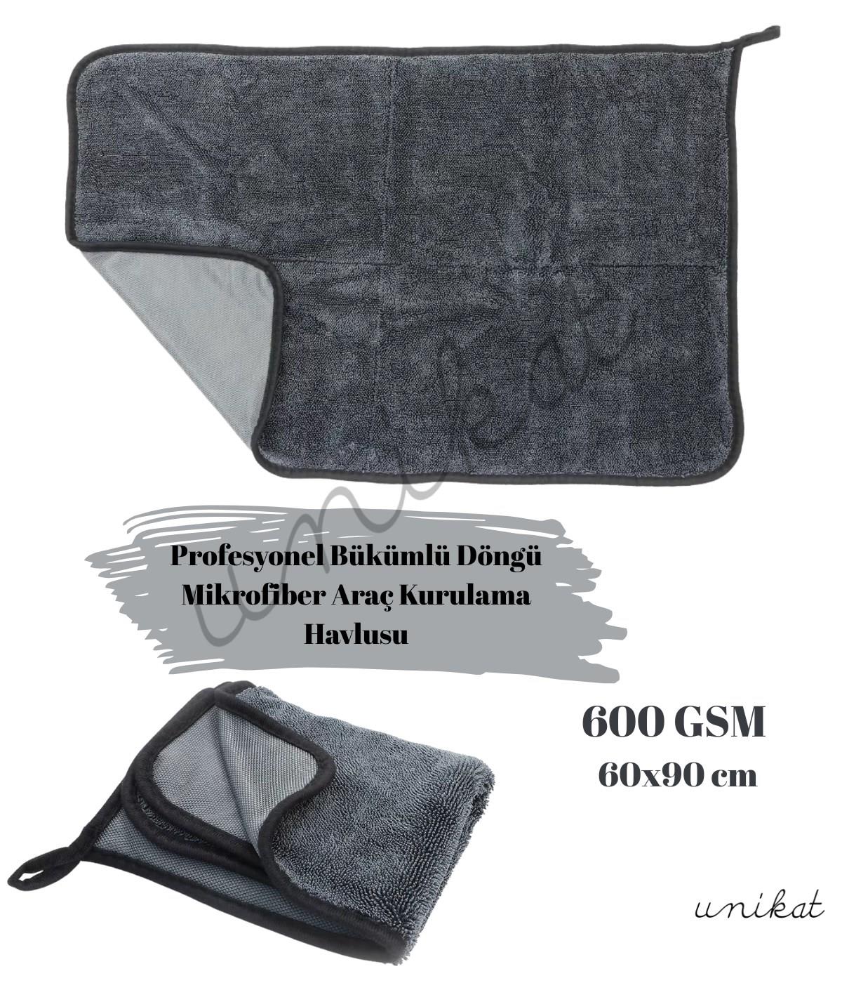 UNİKAT Profesyonel Bükümlü Döngü Mikrofiber Araç Kurulama Havlusu - 1 Adet