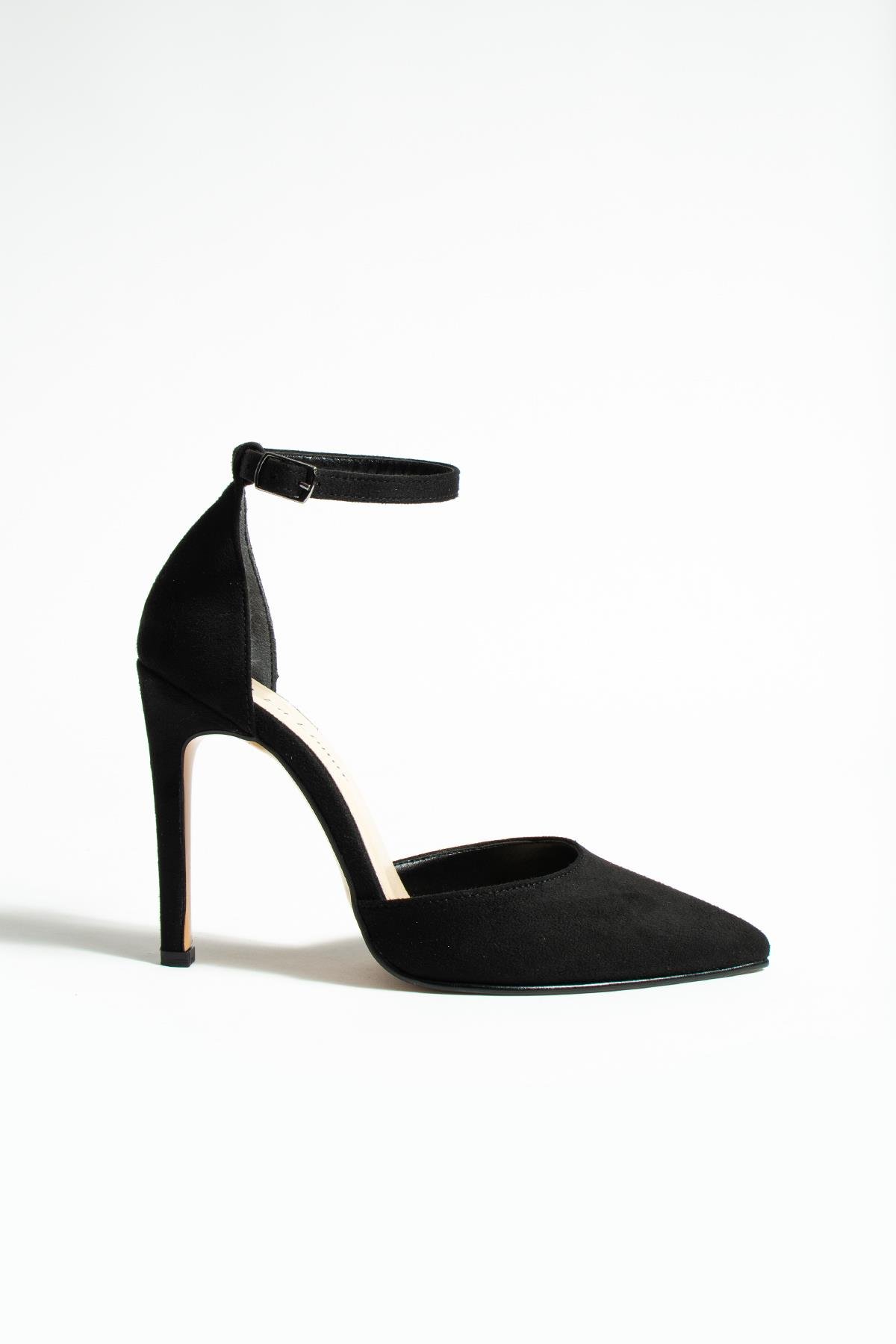 Golden heel 10,5 cm siyah süet Stiletto Sivri Burun Kadın Topuklu Ayakkabı