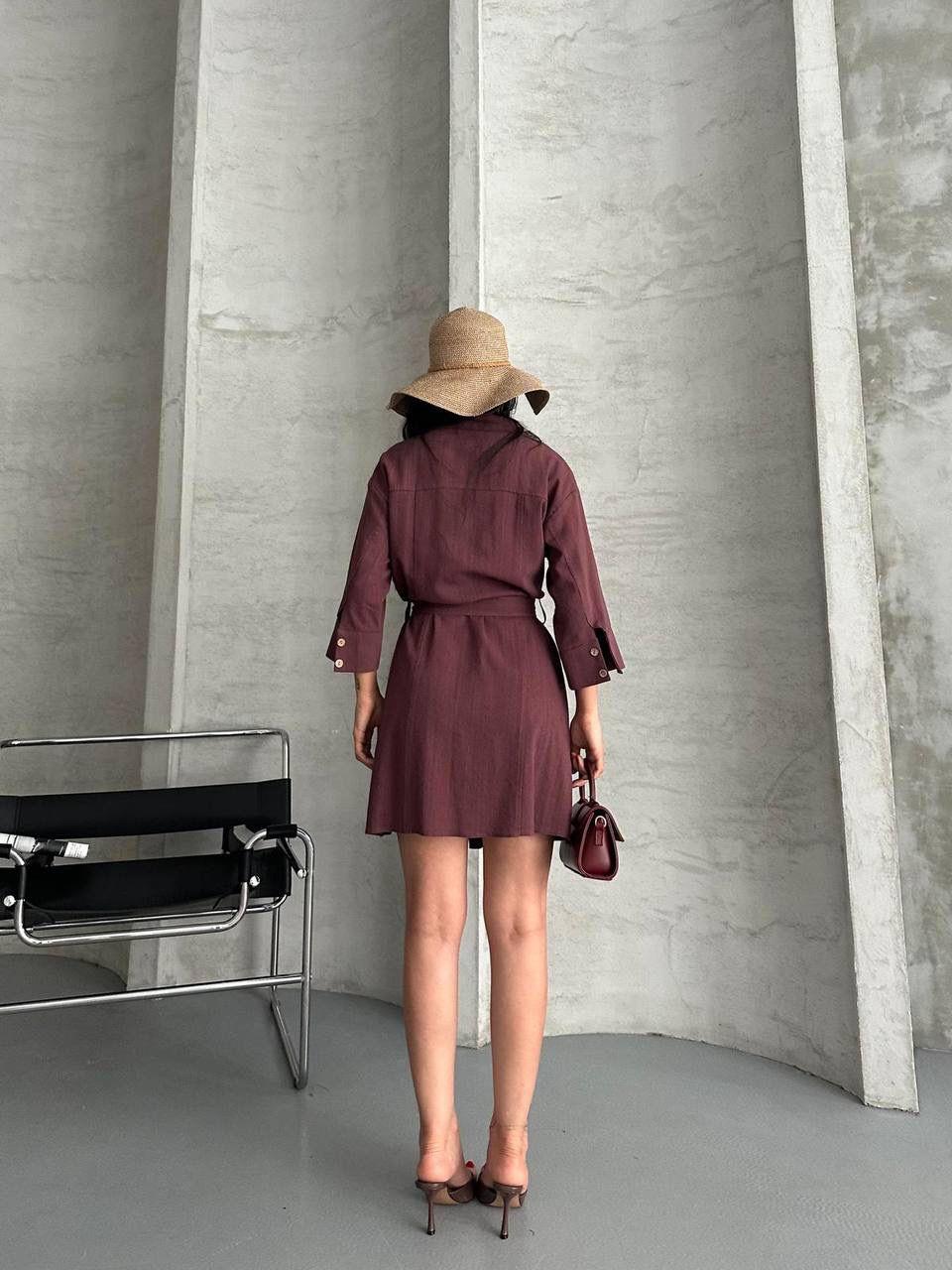 Bordo Keten Elbise