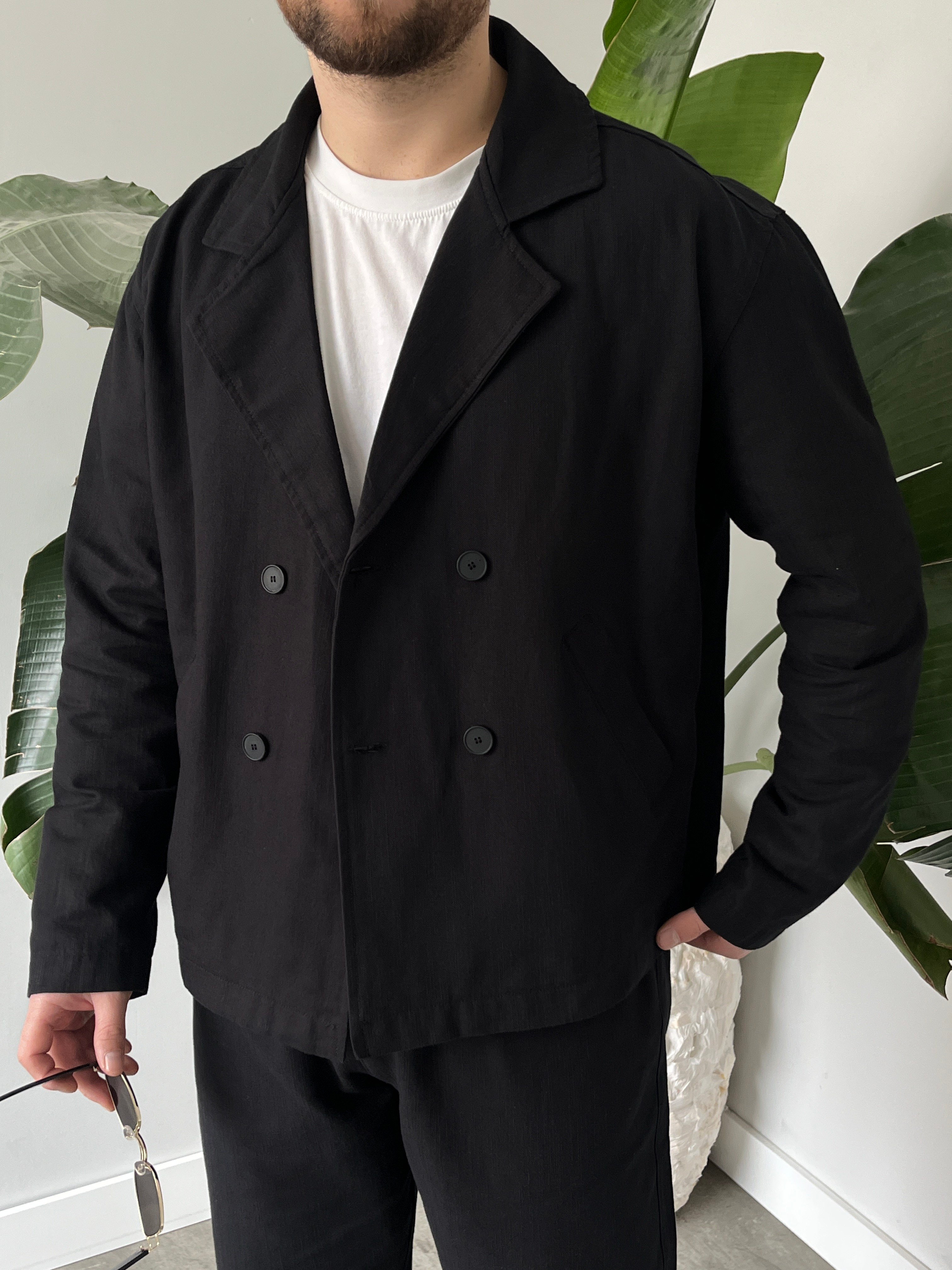 Basic Düğmeli  Siyah  Takım 