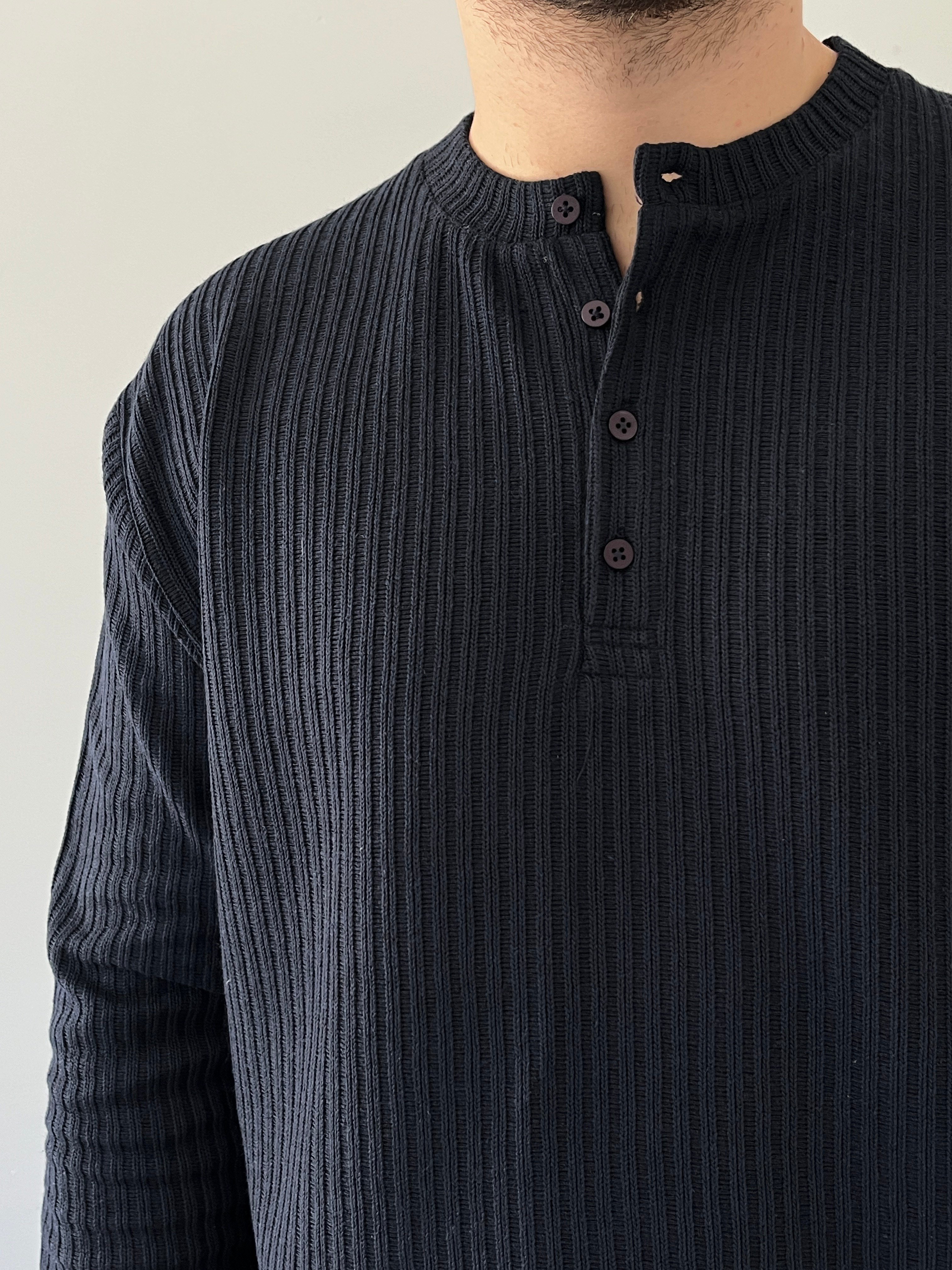 Düğmeli Fitilli İnce Sweatshirt Lacivert