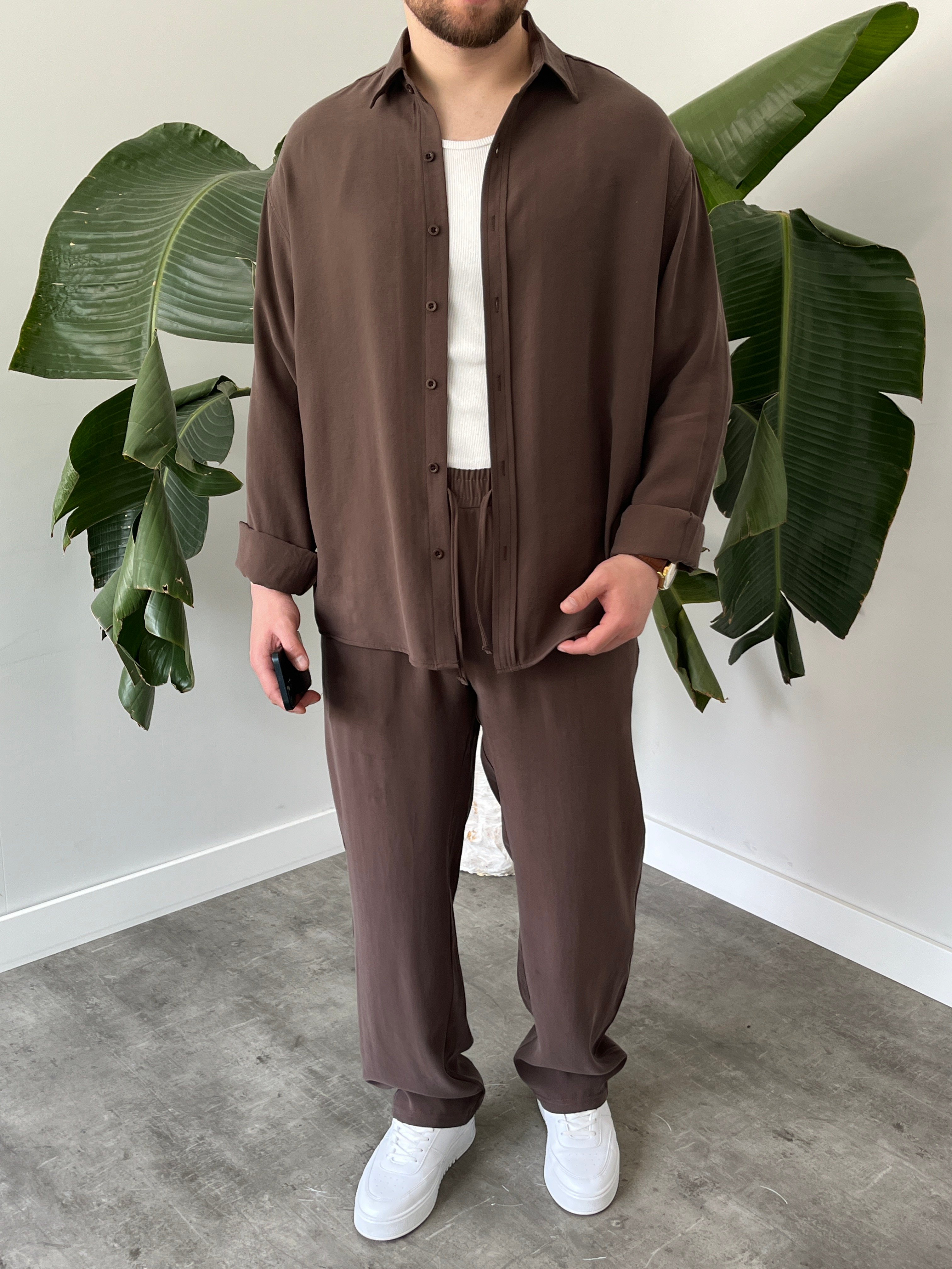 Kahverengi Premium Modal Oversize Takım