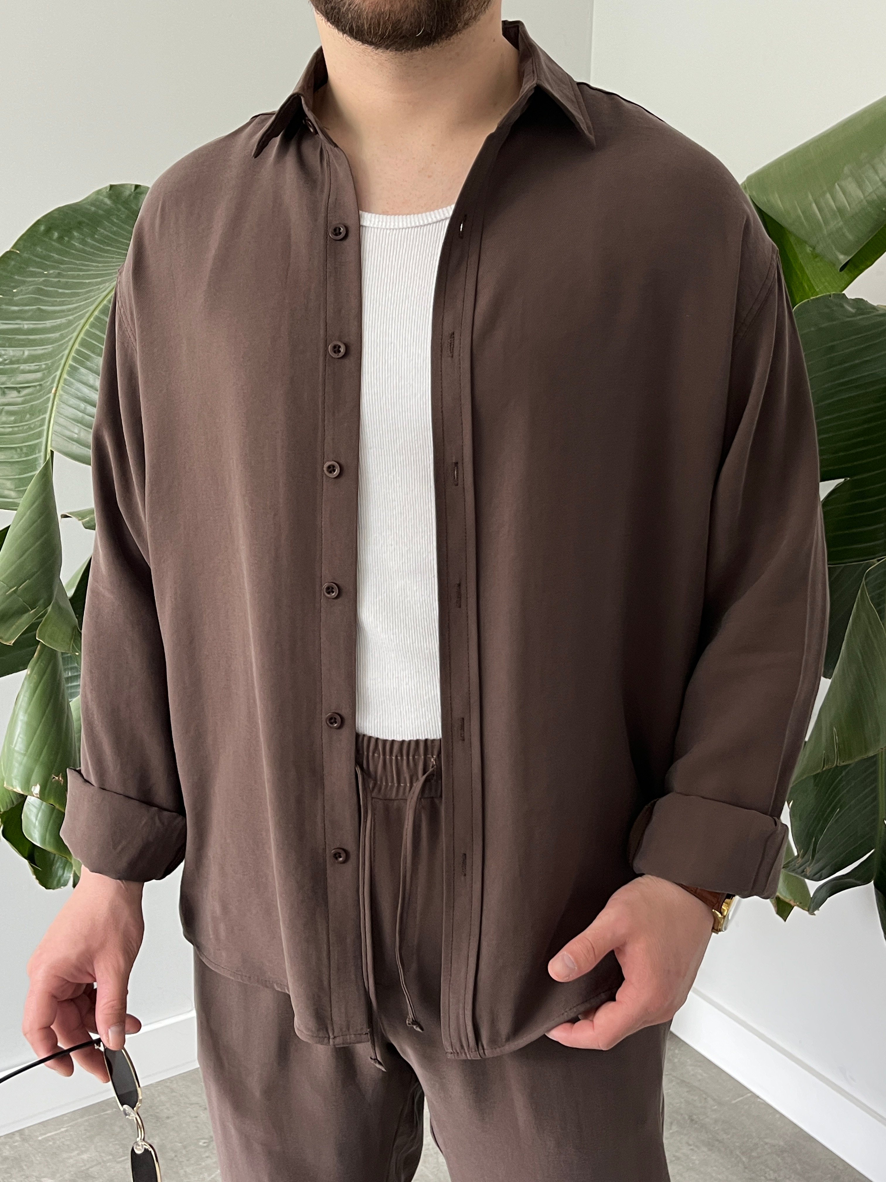 Kahverengi Premium Modal Oversize Takım