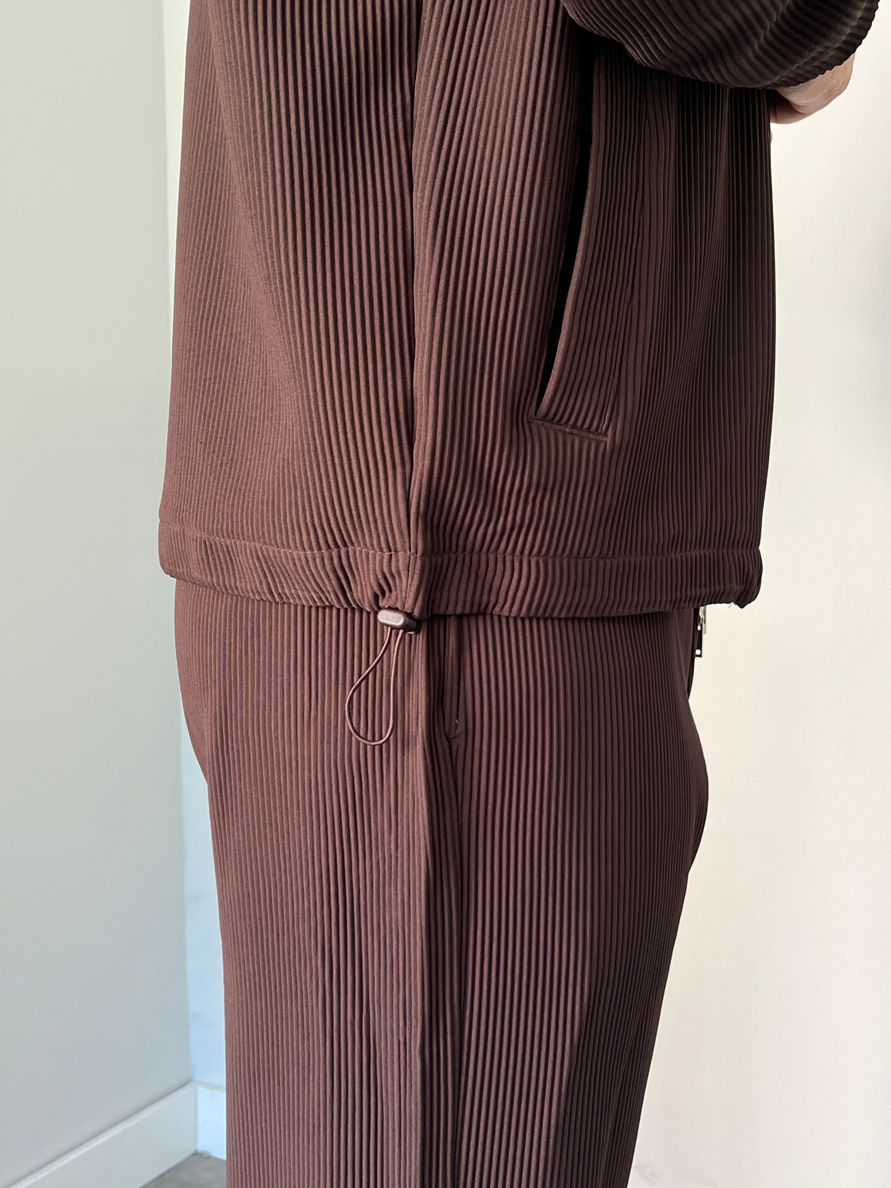 Oversize Fitilli Ceket Pantolon Kahverengi