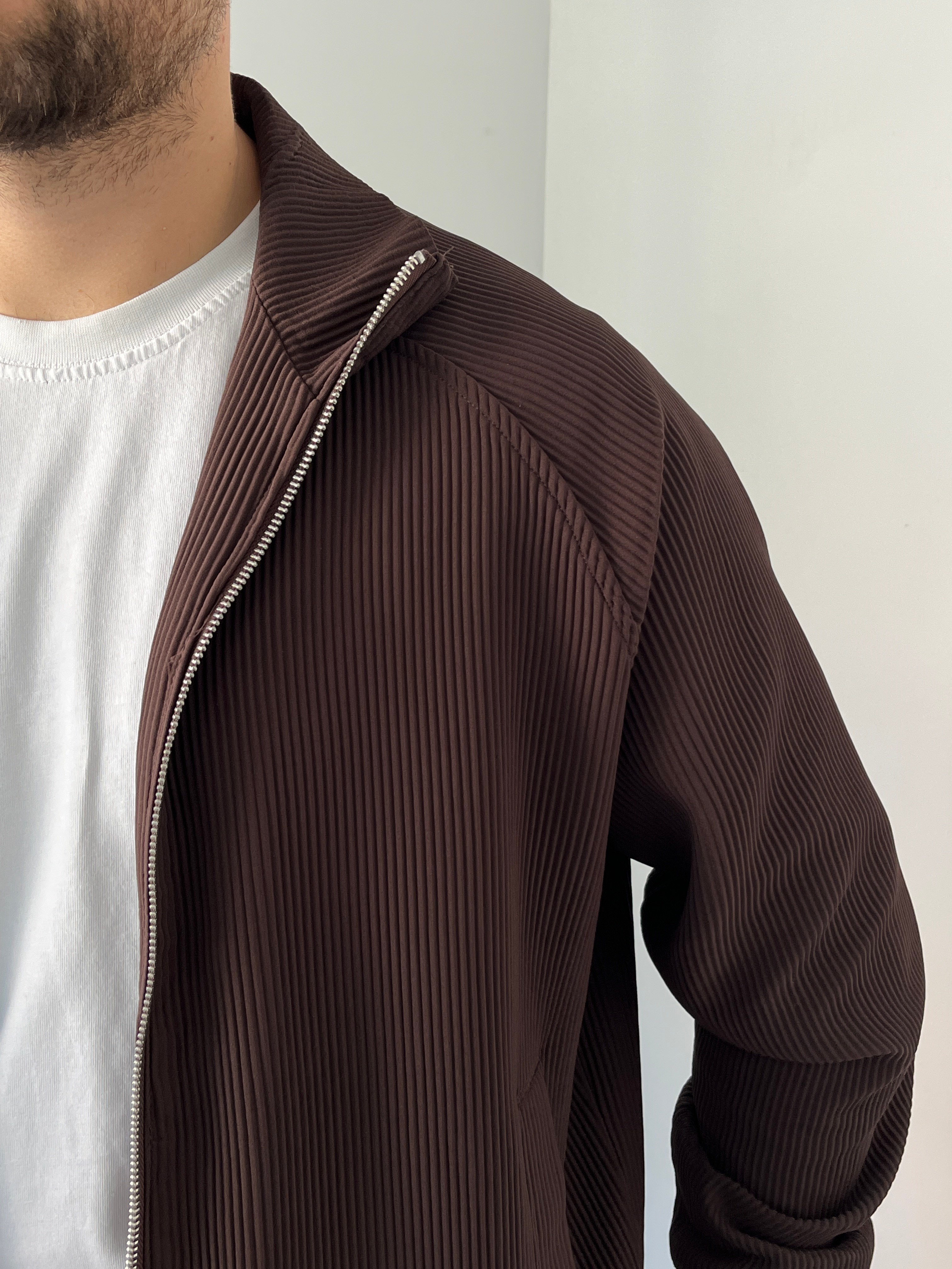 Oversize Fitilli Ceket Pantolon Kahverengi