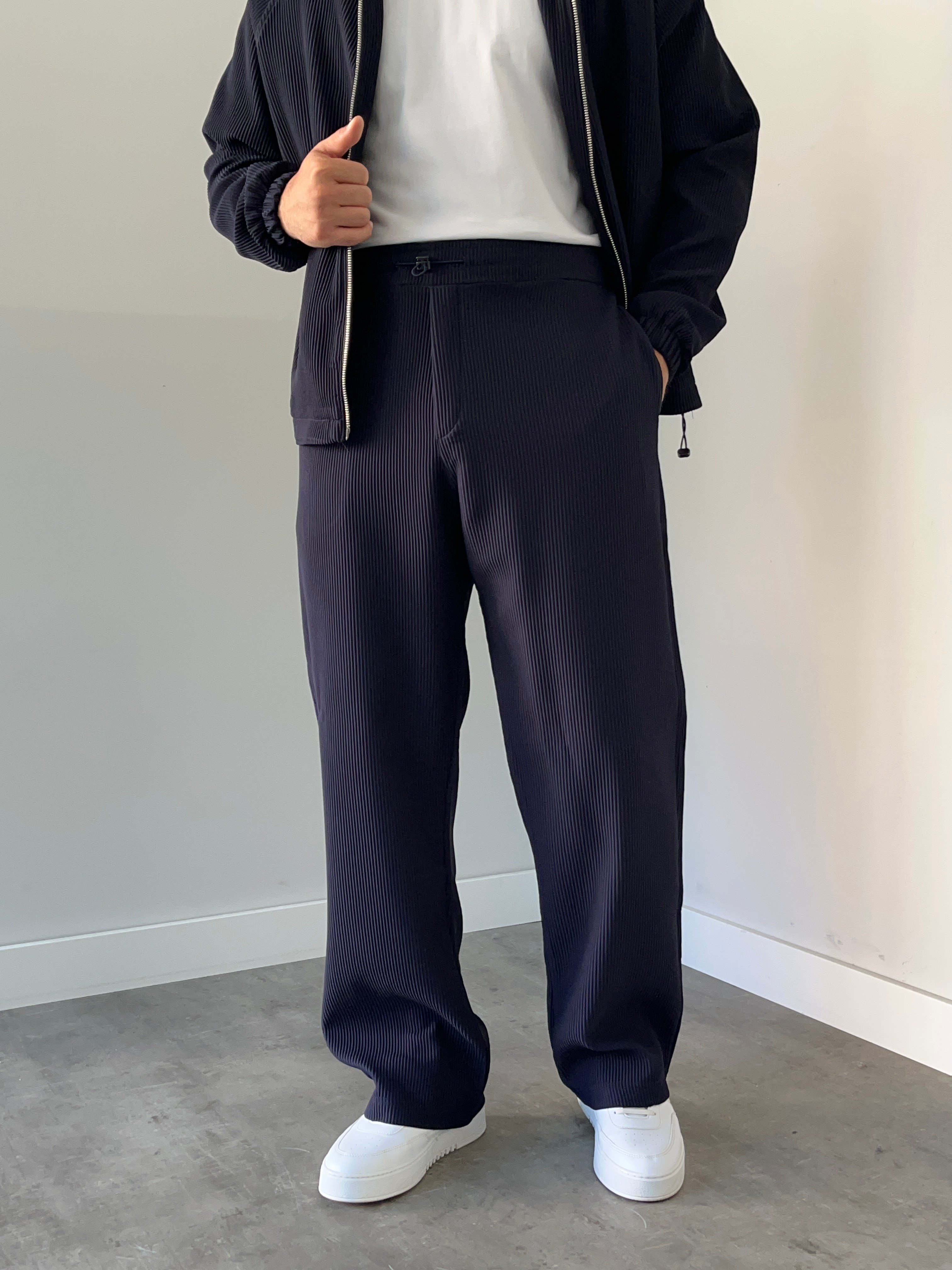 Oversize Fitilli Ceket Pantolon Lacivert