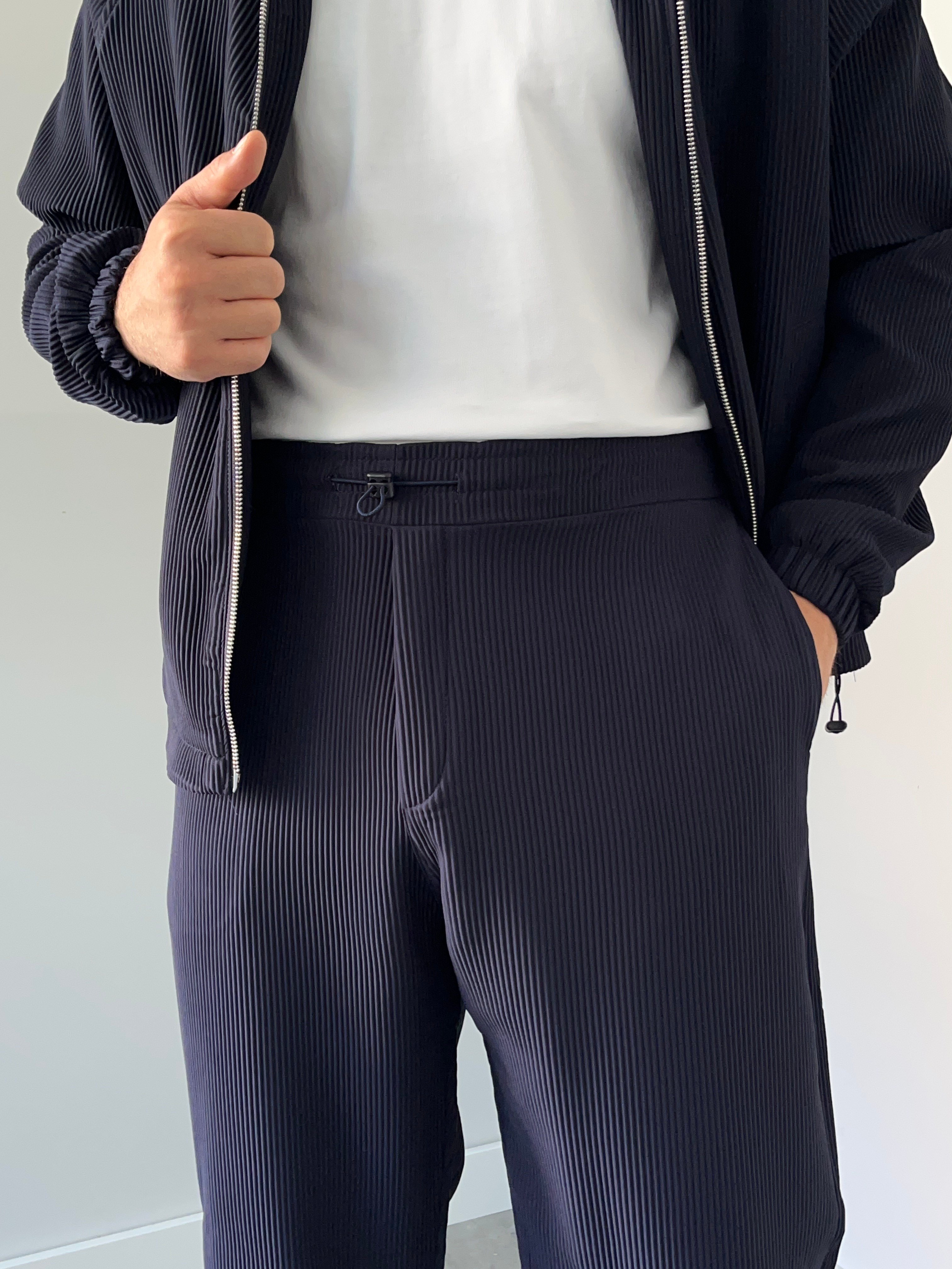Oversize Fitilli Ceket Pantolon Lacivert