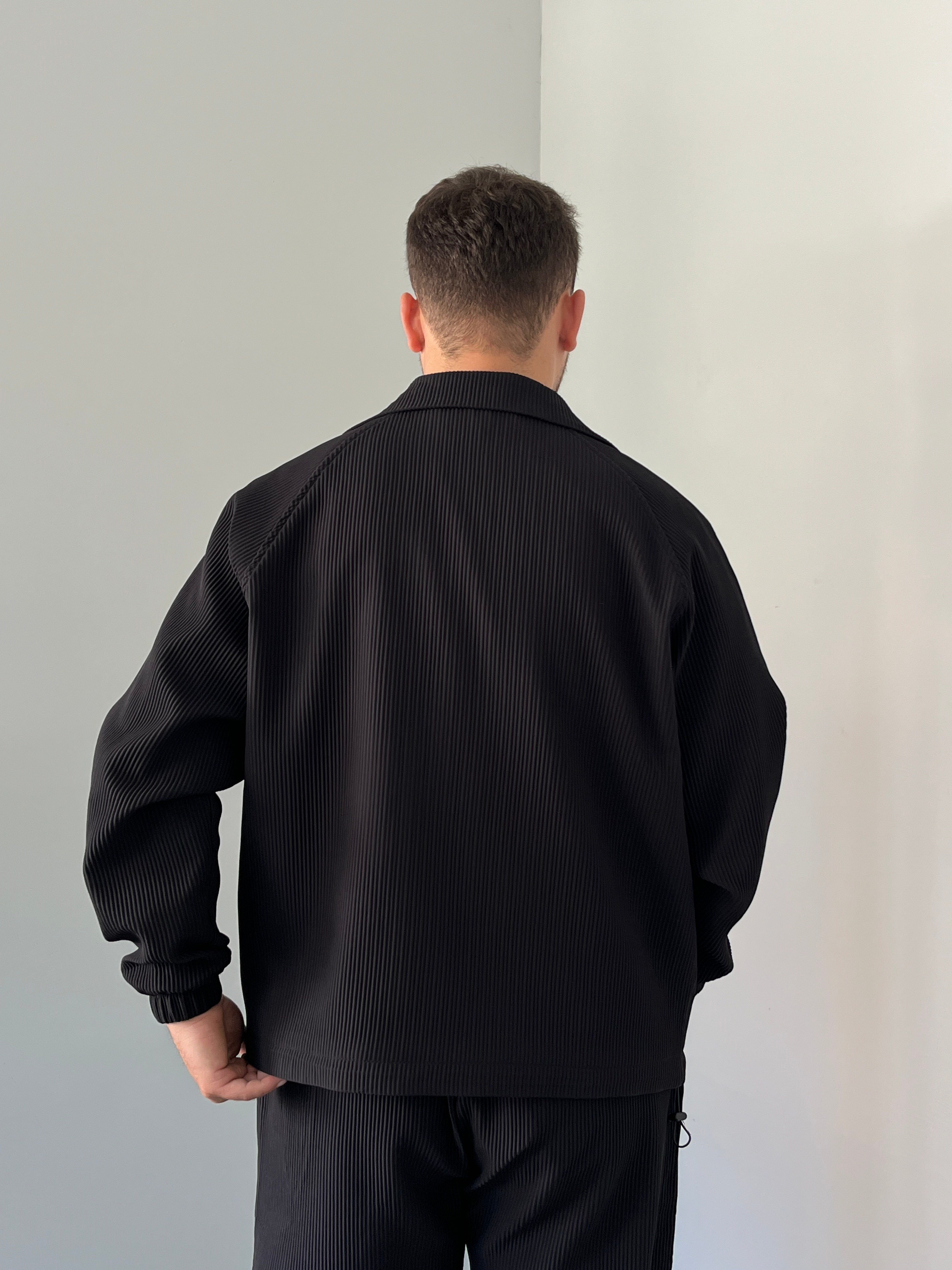 Oversize Fitilli Ceket Pantolon Siyah