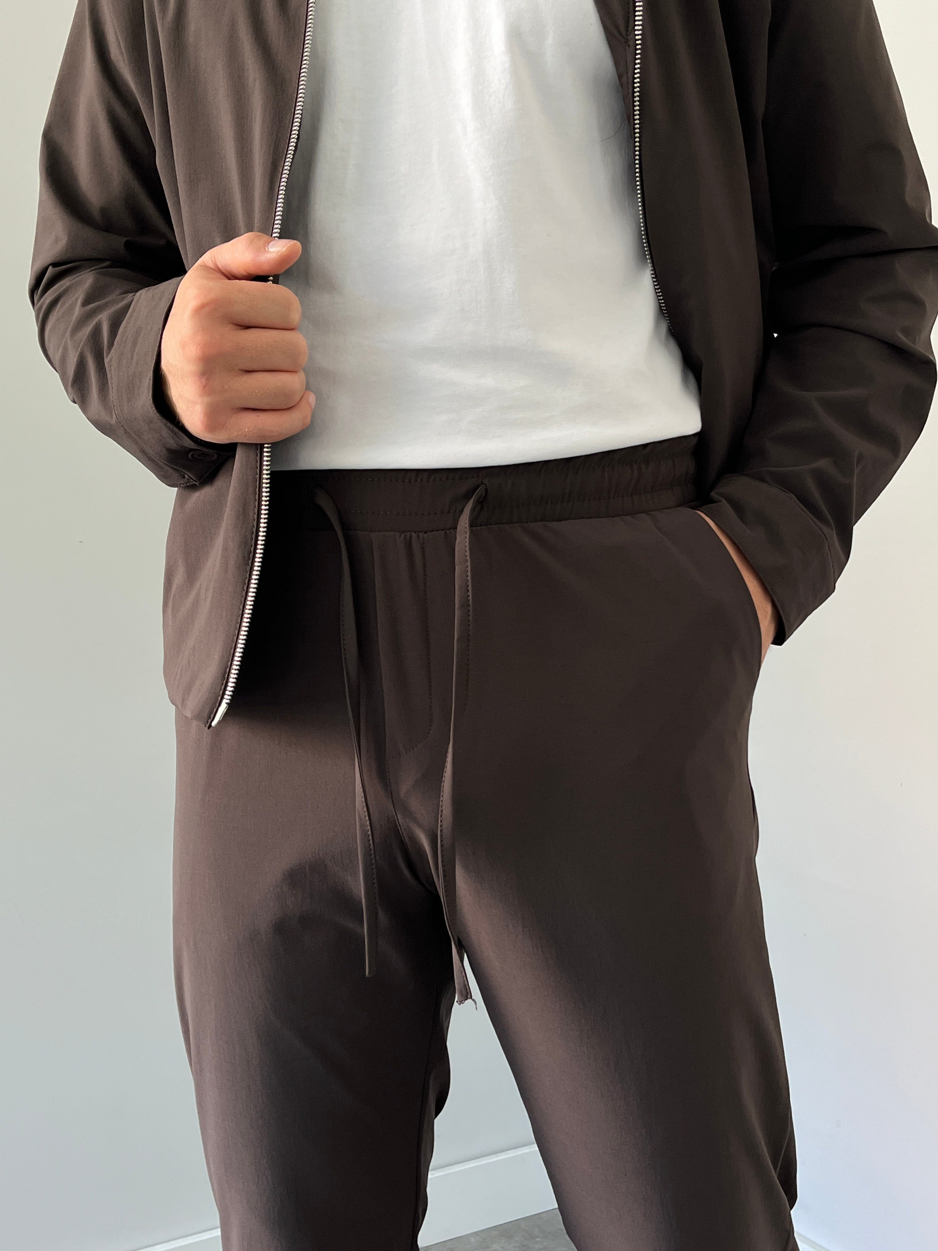 Paraşüt Kumaş  Ceket Pantolon Kahverengi