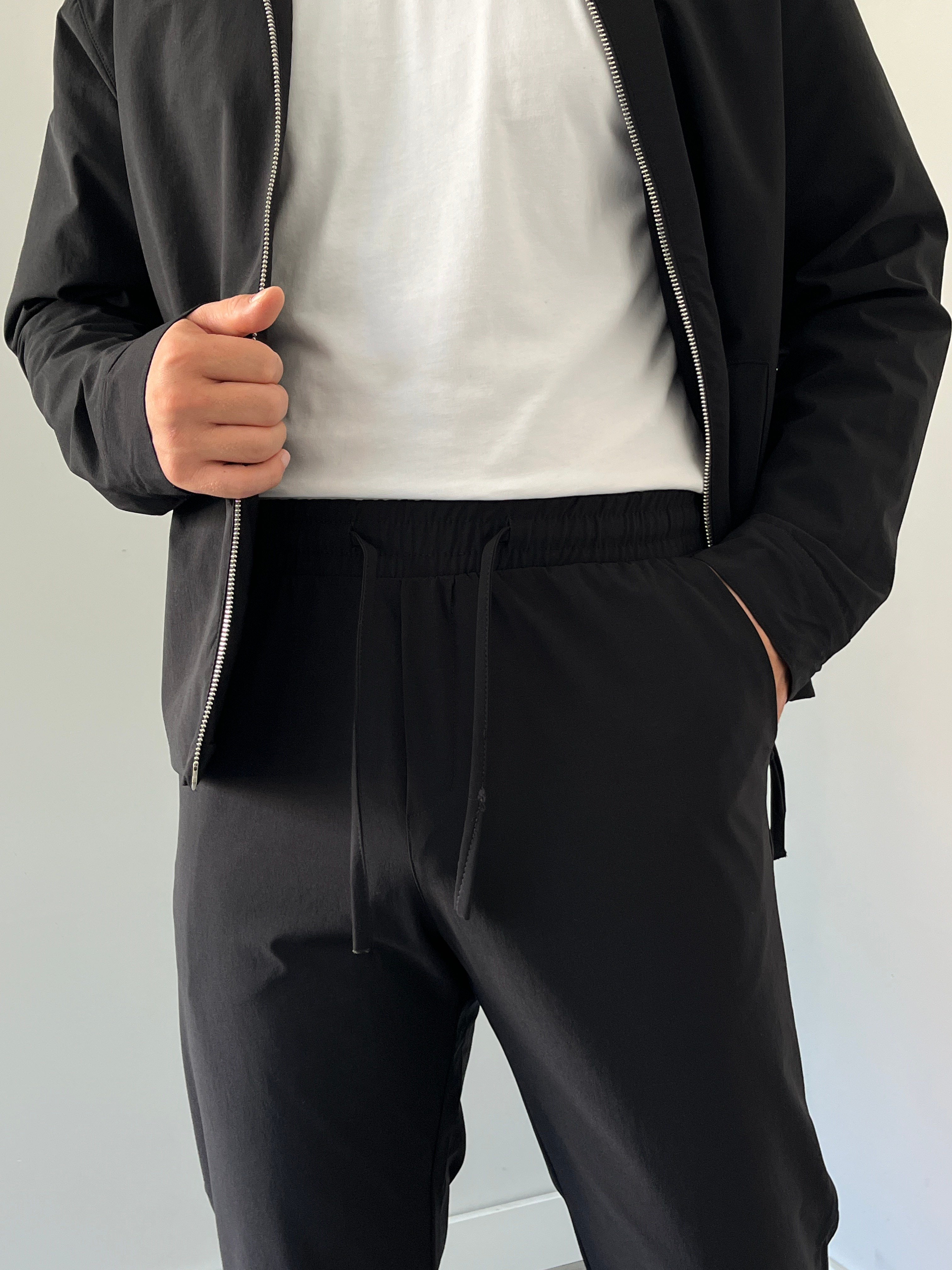 Paraşüt Kumaş  Ceket Pantolon Siyah