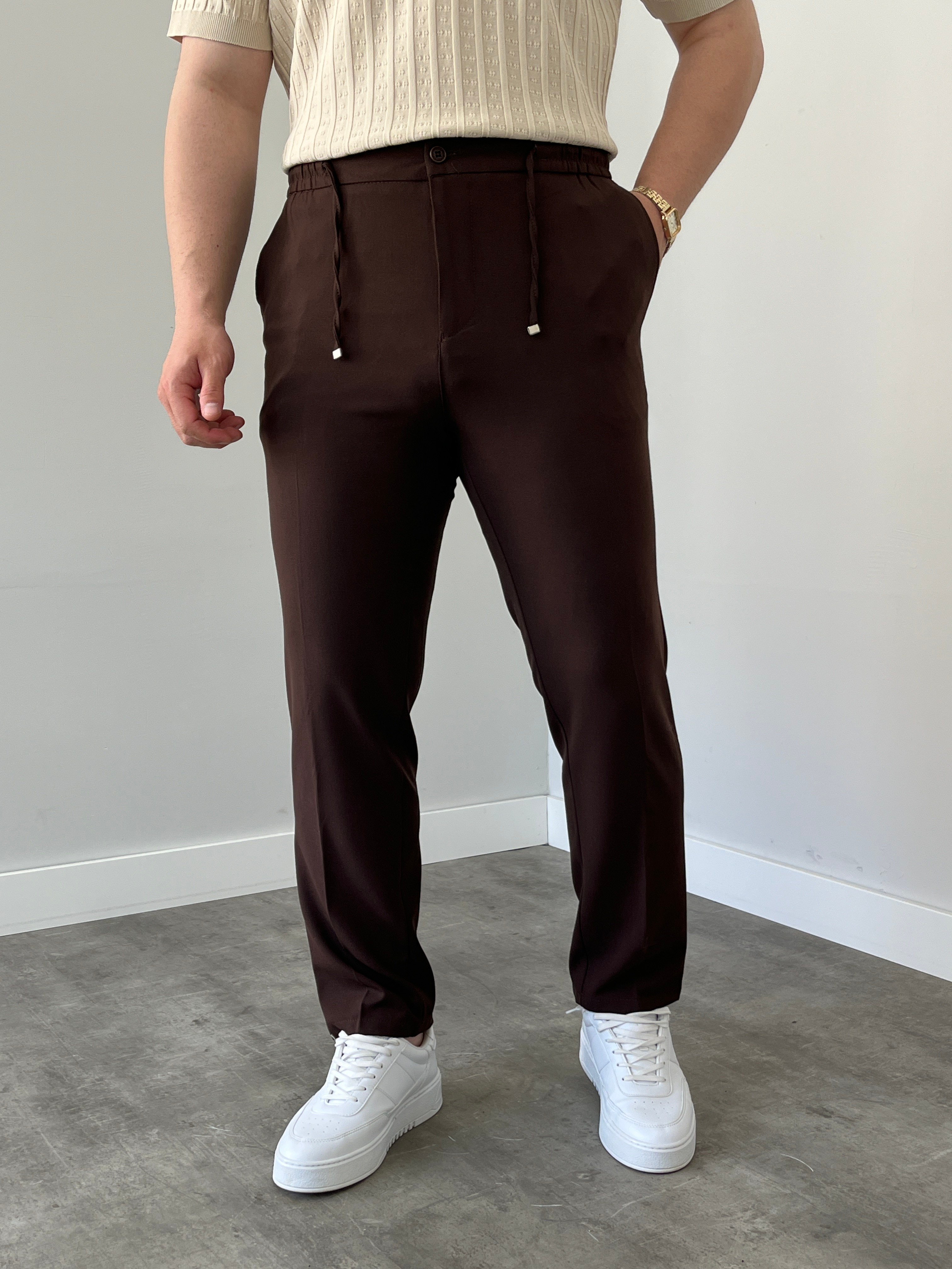 Premium Rahat Kalıp Kahverengi   Kumaş Pantolon