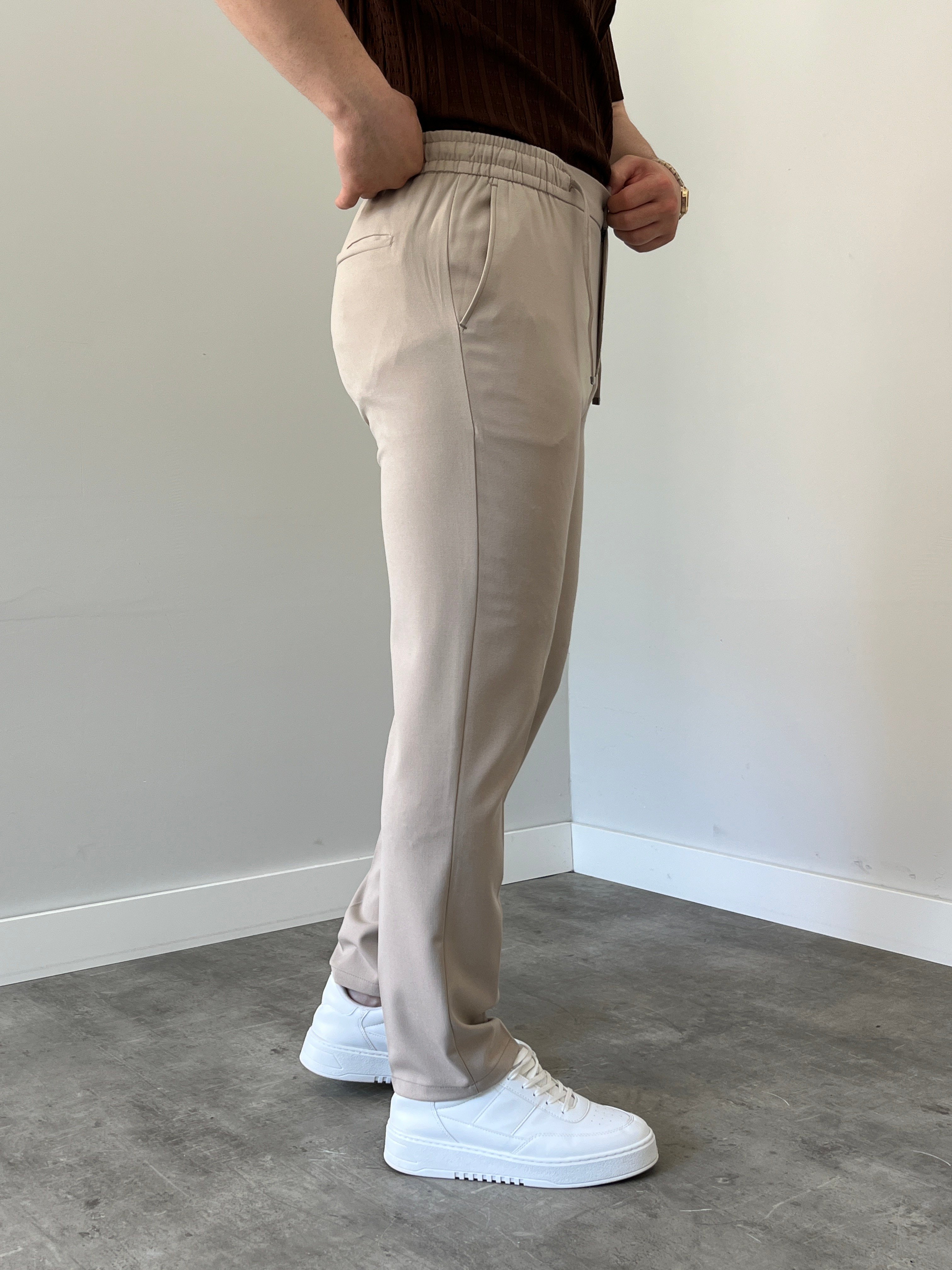 Premium Rahat Kalıp Krem  Kumaş Pantolon