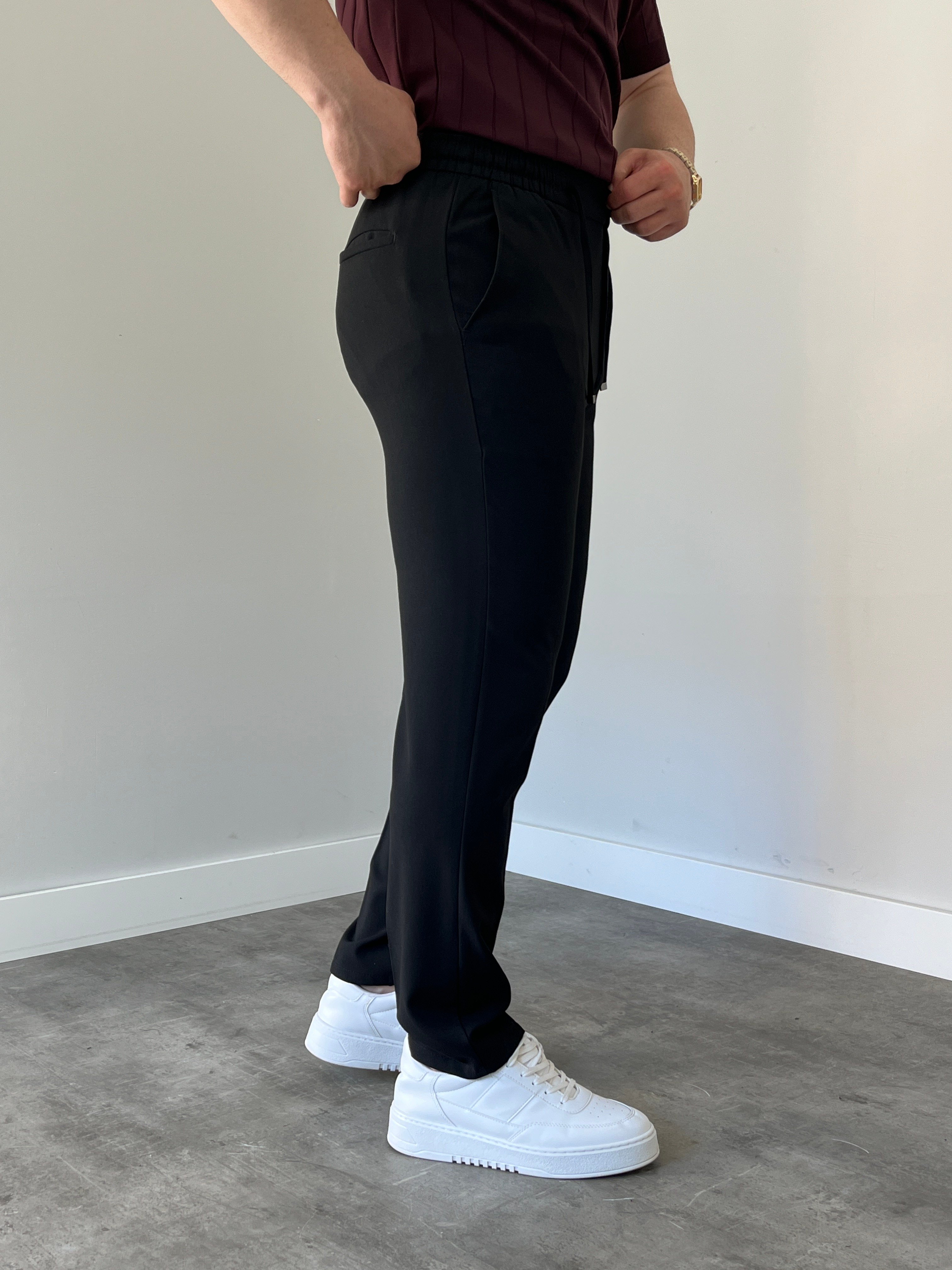 Premium Rahat Kalıp Siyah Kumaş Pantolon
