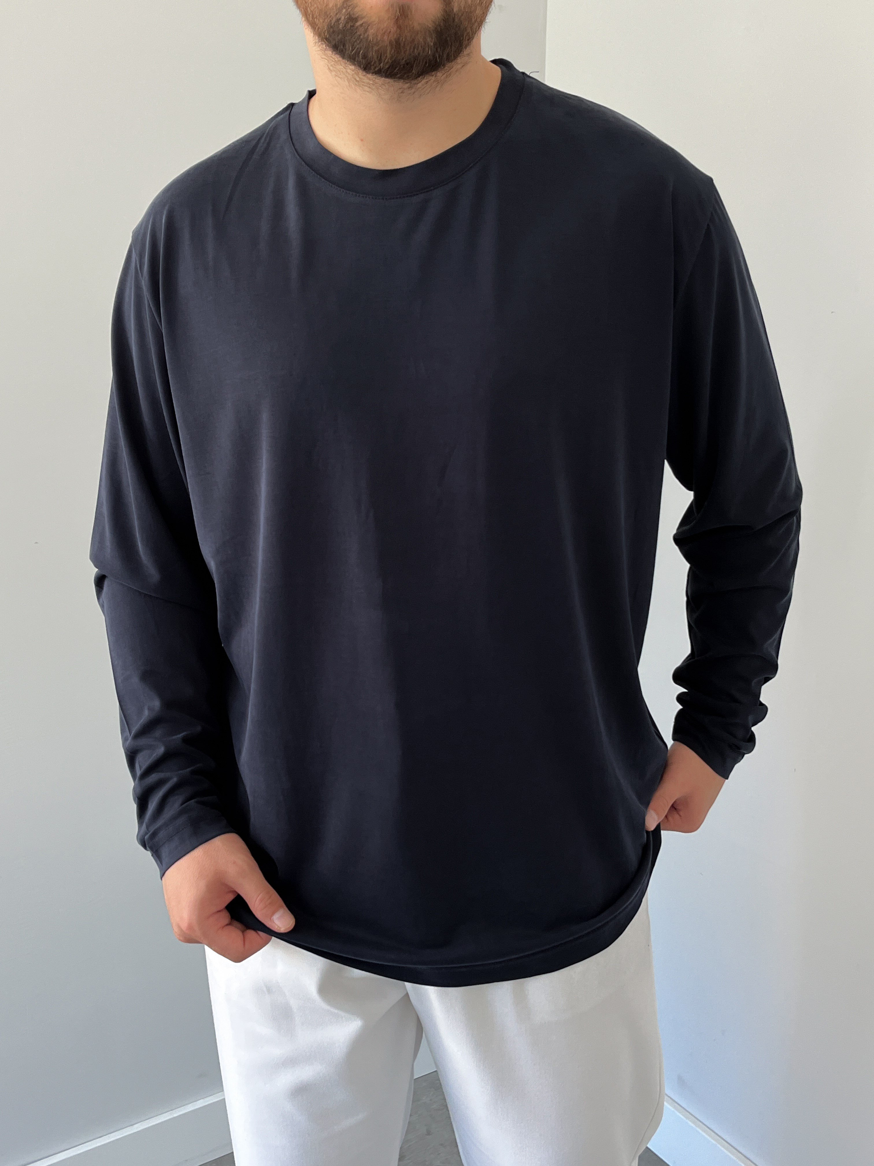 Premium Yıkamalı Oysho Kumaş Sweat Lacivert