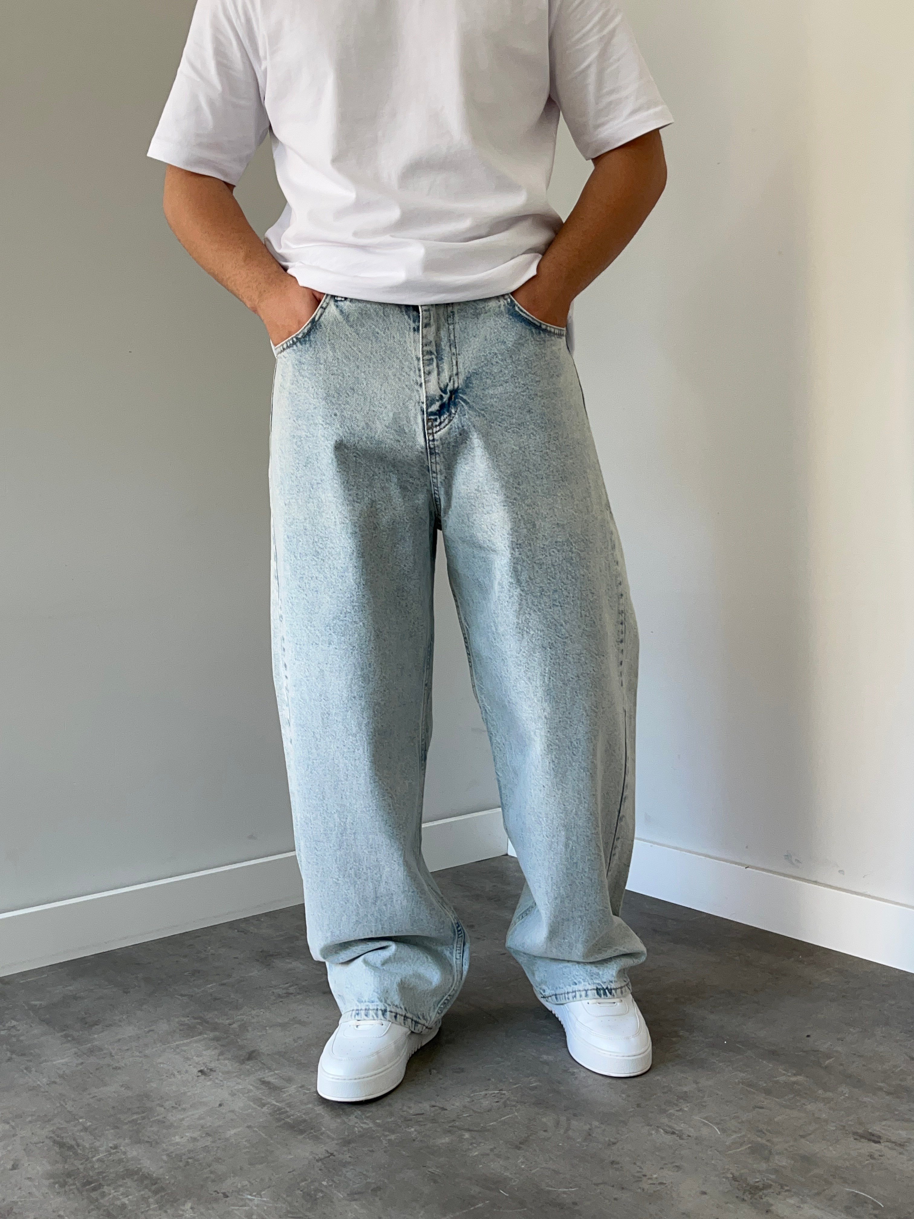 We 11  Ekstra Baggy Jean Buz Mavi